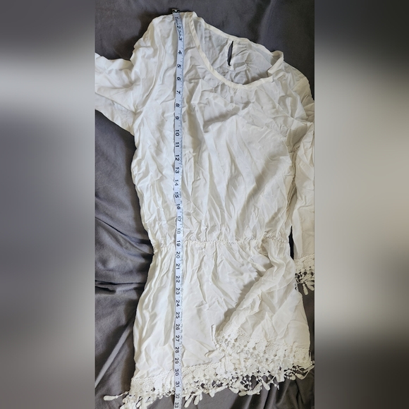 White‎ Lace Trim Tunic Top/Mini Dress - Picture 4 of 5